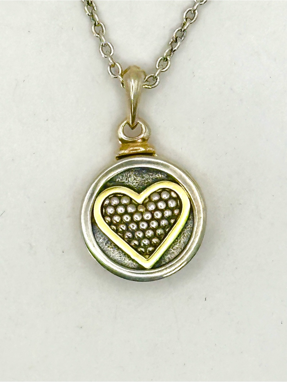 Lagos Caviar Sterling Silver & 18 Kt Gold Heart Locket Pendant Necklace